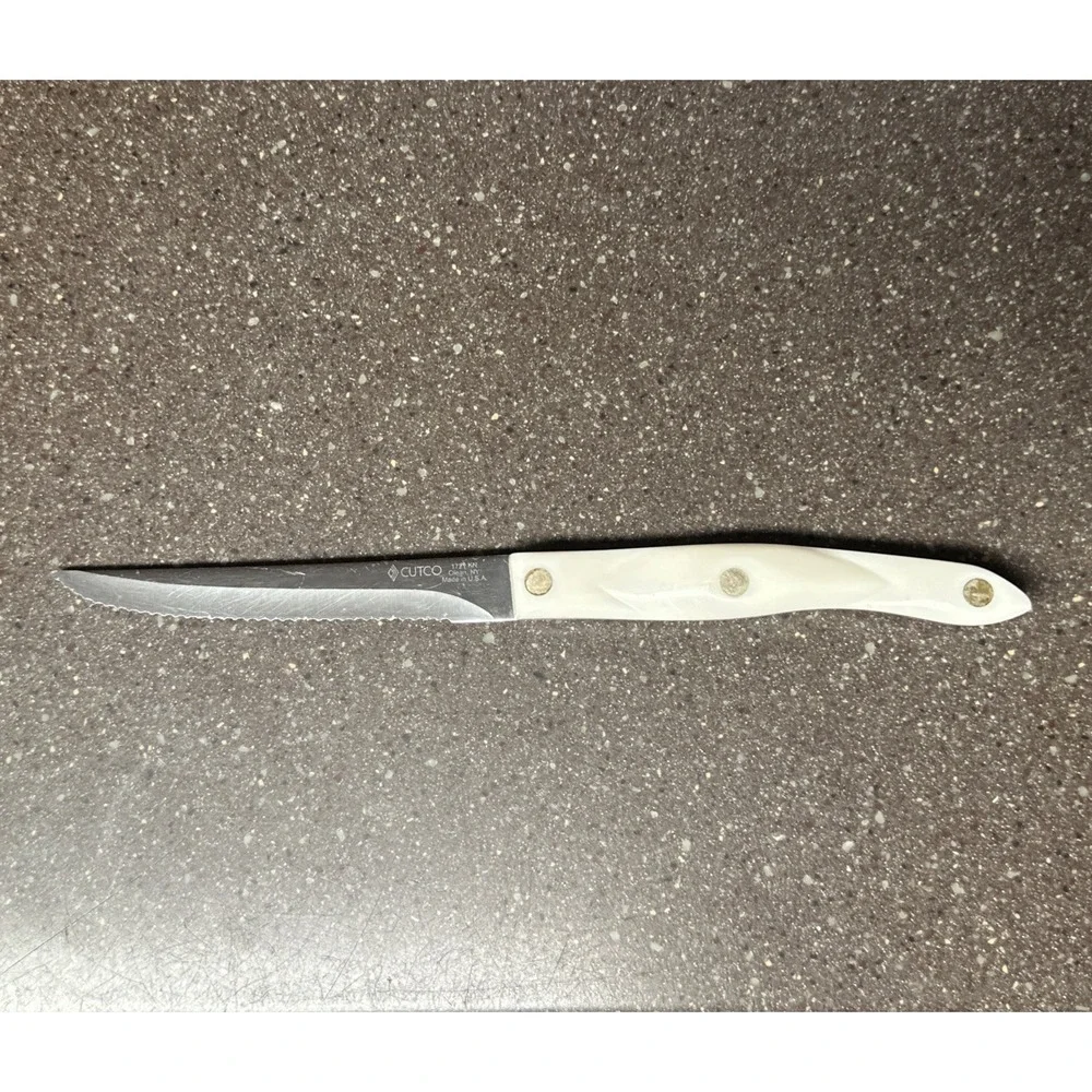 CUTCO 1721 KN Trimmer Utility Knife White Pearl Handle Serrated USA Made
